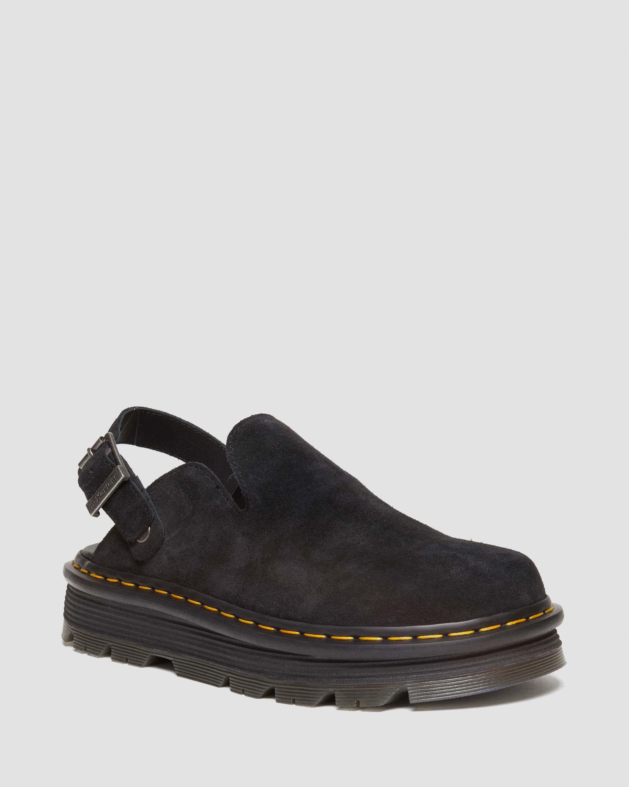 Zebzag Suede Casual Slingback Platform Mules in Black