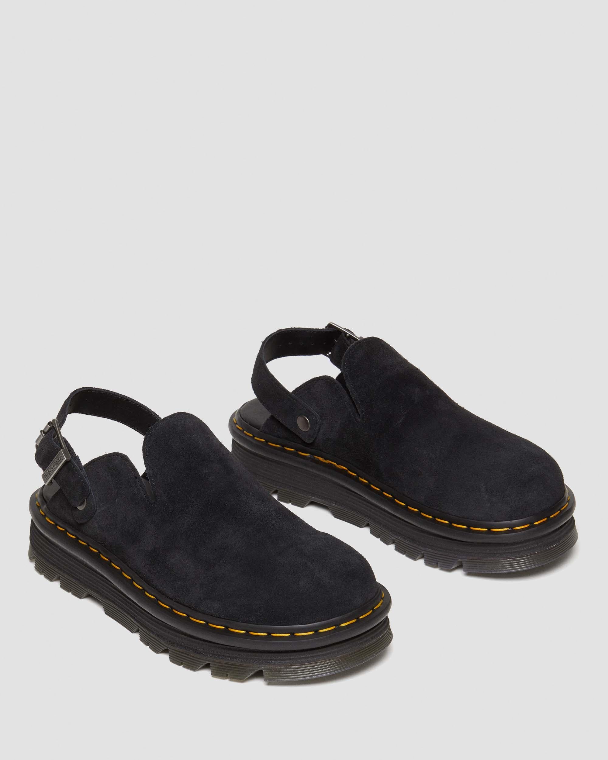 Zebzag Suede Casual Slingback Platform Mules in Black