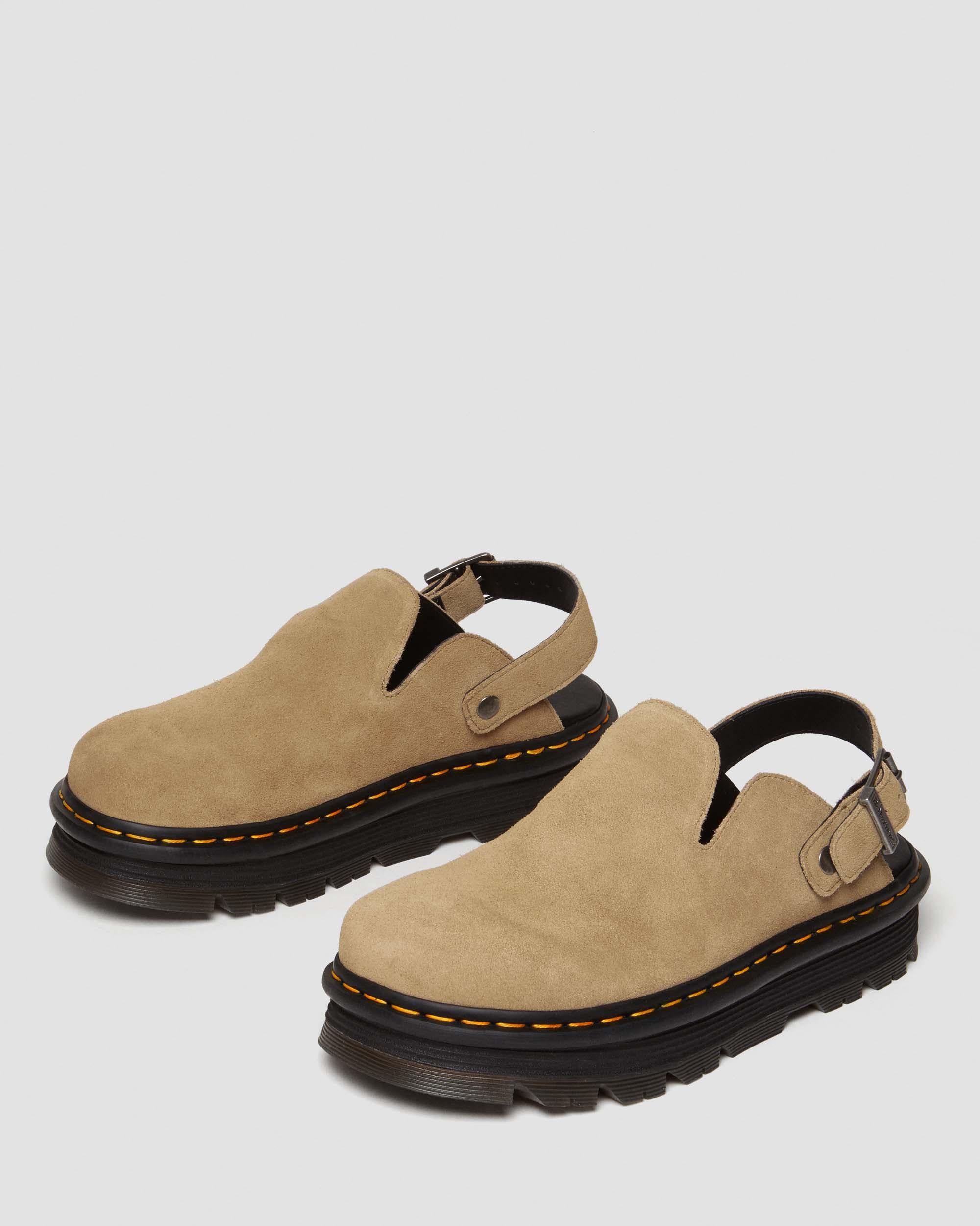 Zebzag Suede Casual Slingback Platform Mules in Savannah Tan