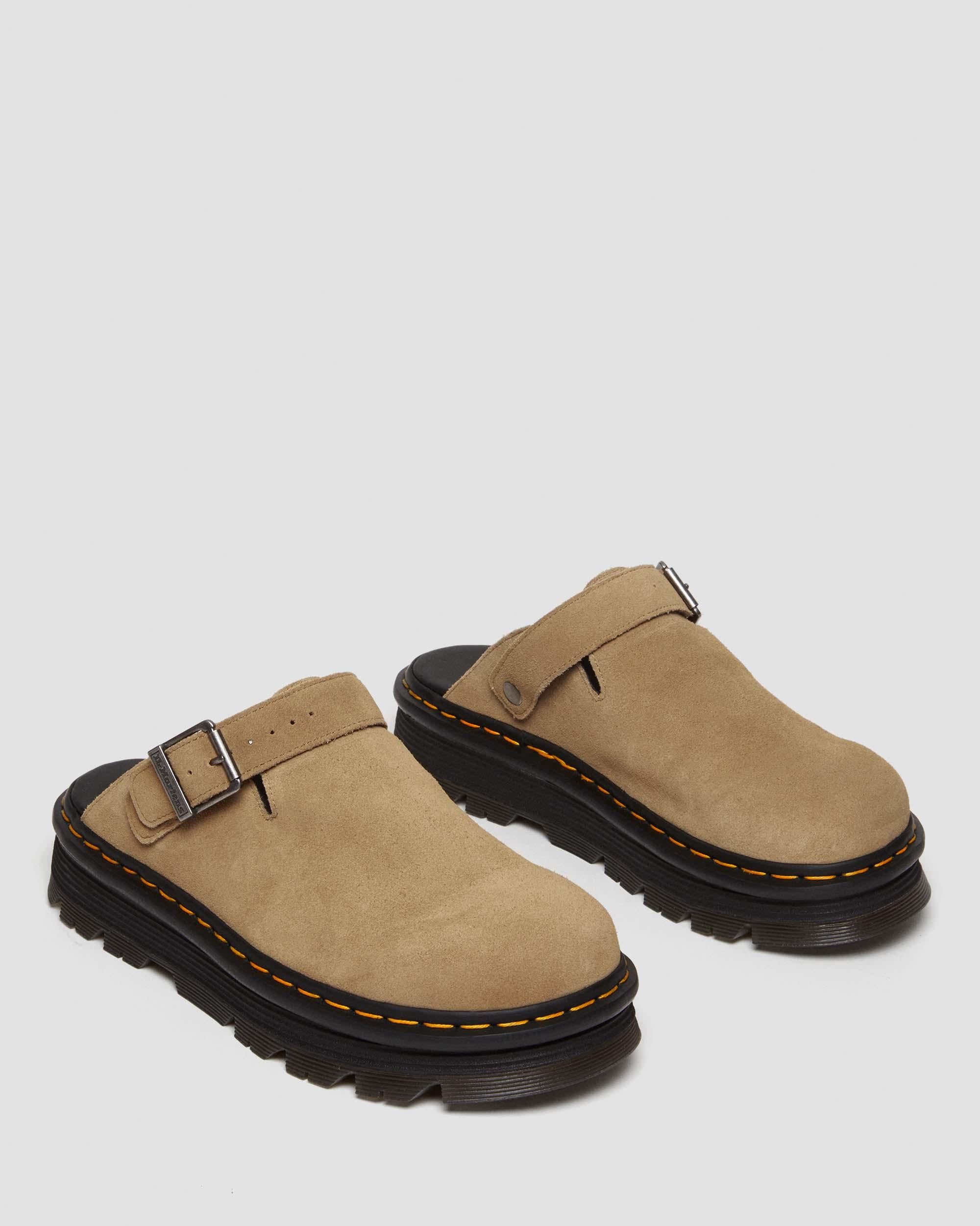 Zebzag Suede Casual Slingback Platform Mules in Savannah Tan