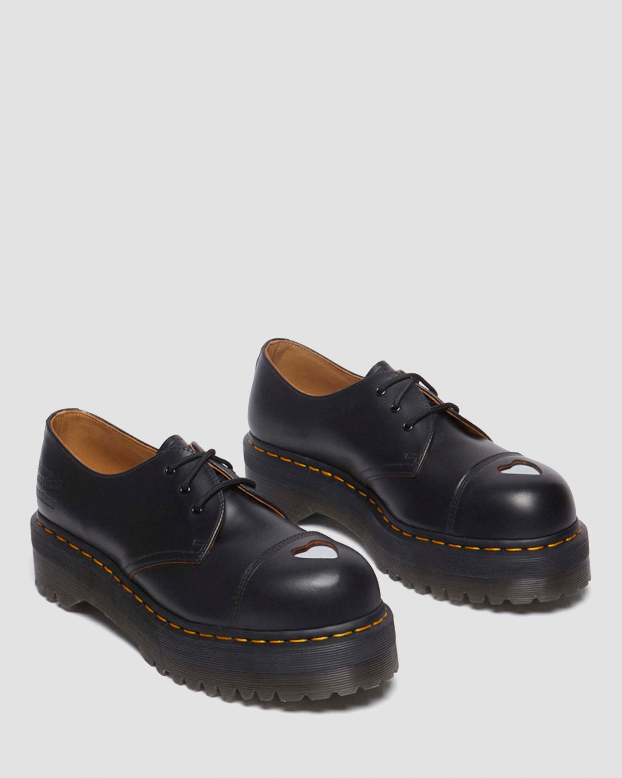 1461 Quad Mademe Black Vintage Smooth Leather Oxford Platform Shoes