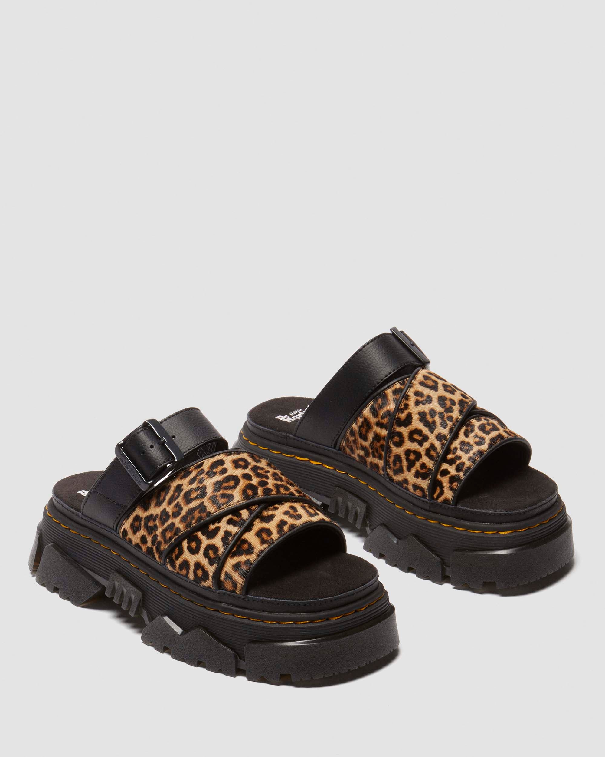 Mattison Leopard Leather Slide Sandals