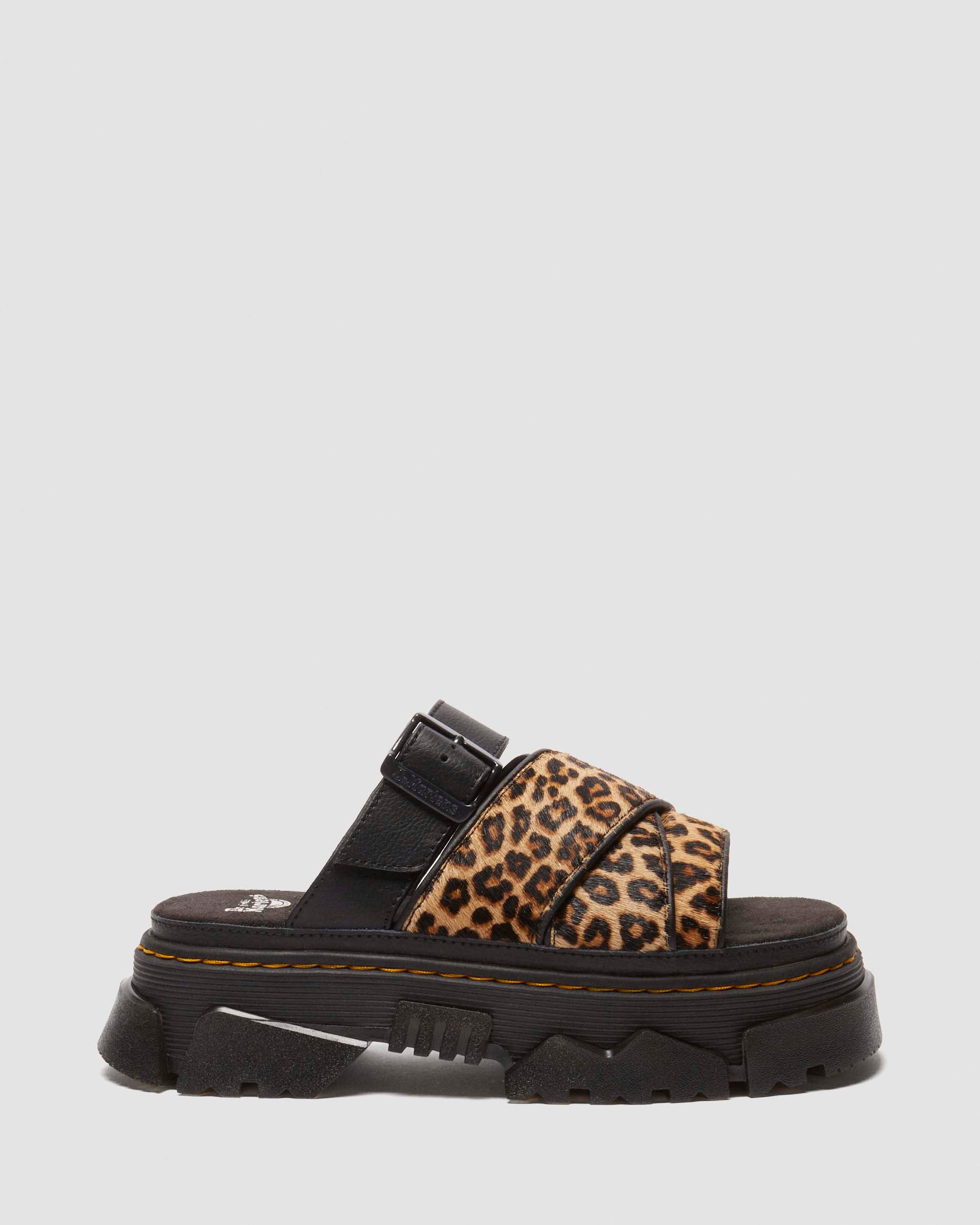 Mattison Leopard Leather Slide Sandals