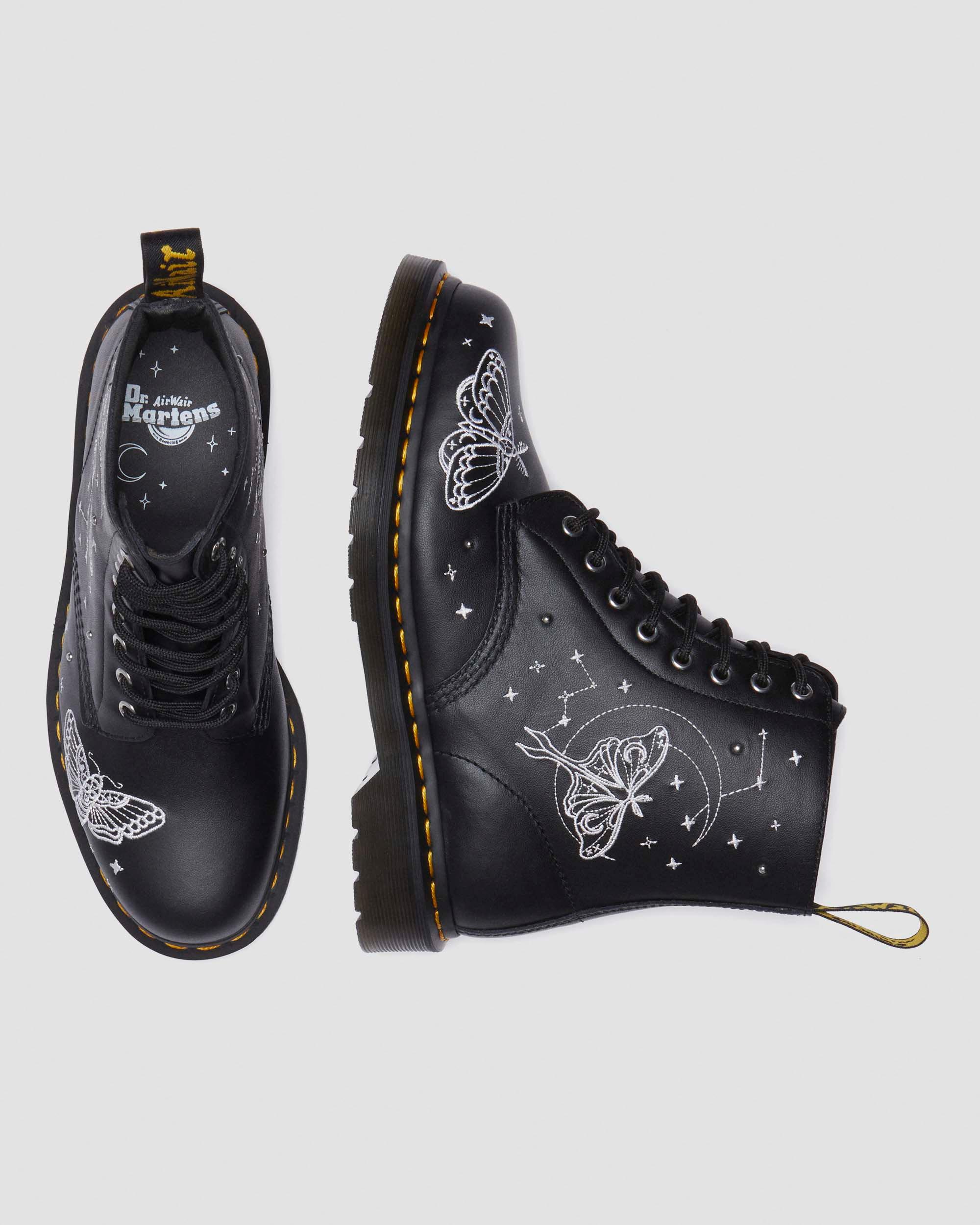 1460 Celestial Moth Embroidered Lace Up Leather Boots