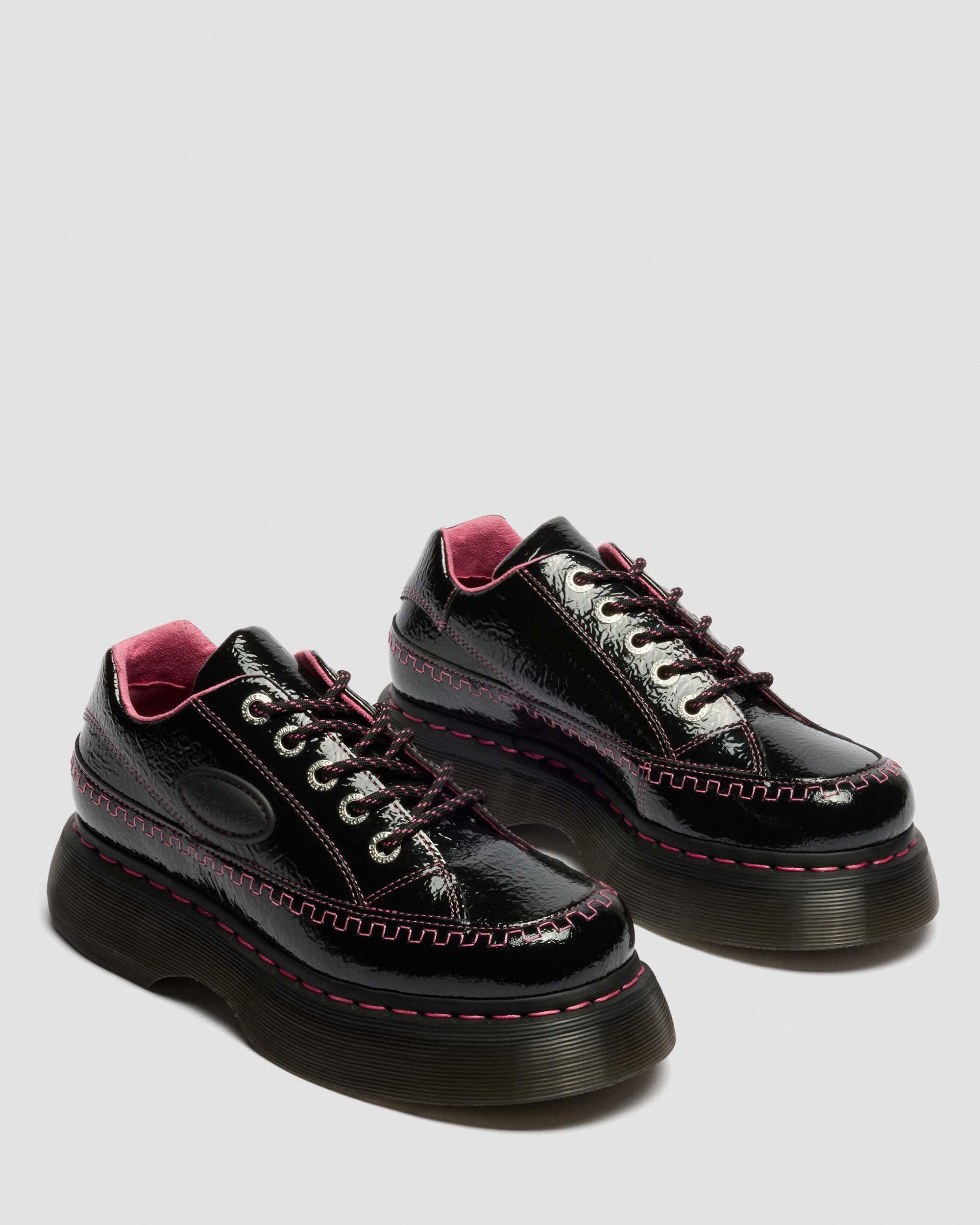 Buzz 5-Eye Distressed Patent Leather Shoes