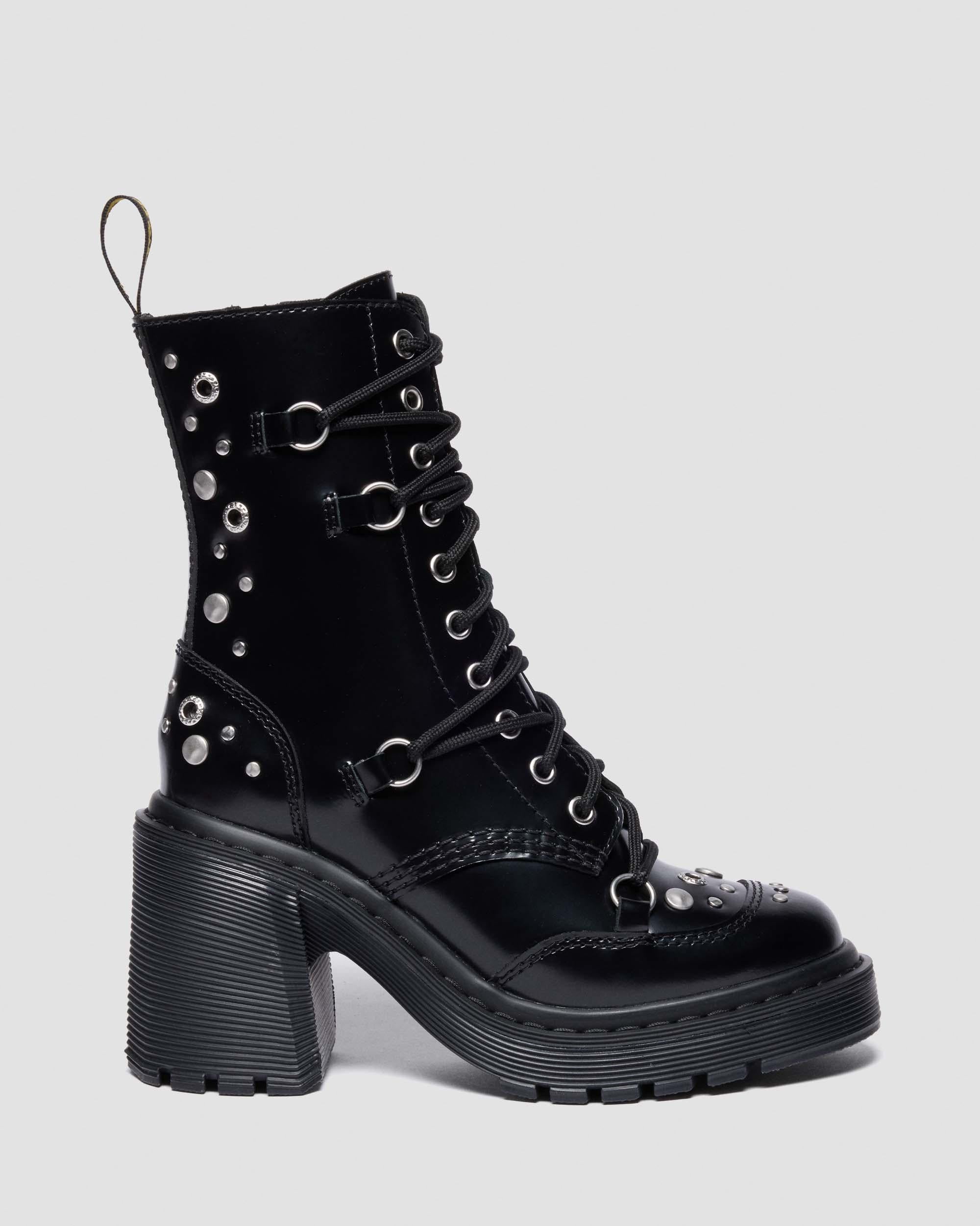 Chesney Studded Buttero Leather Flare Heel Boots