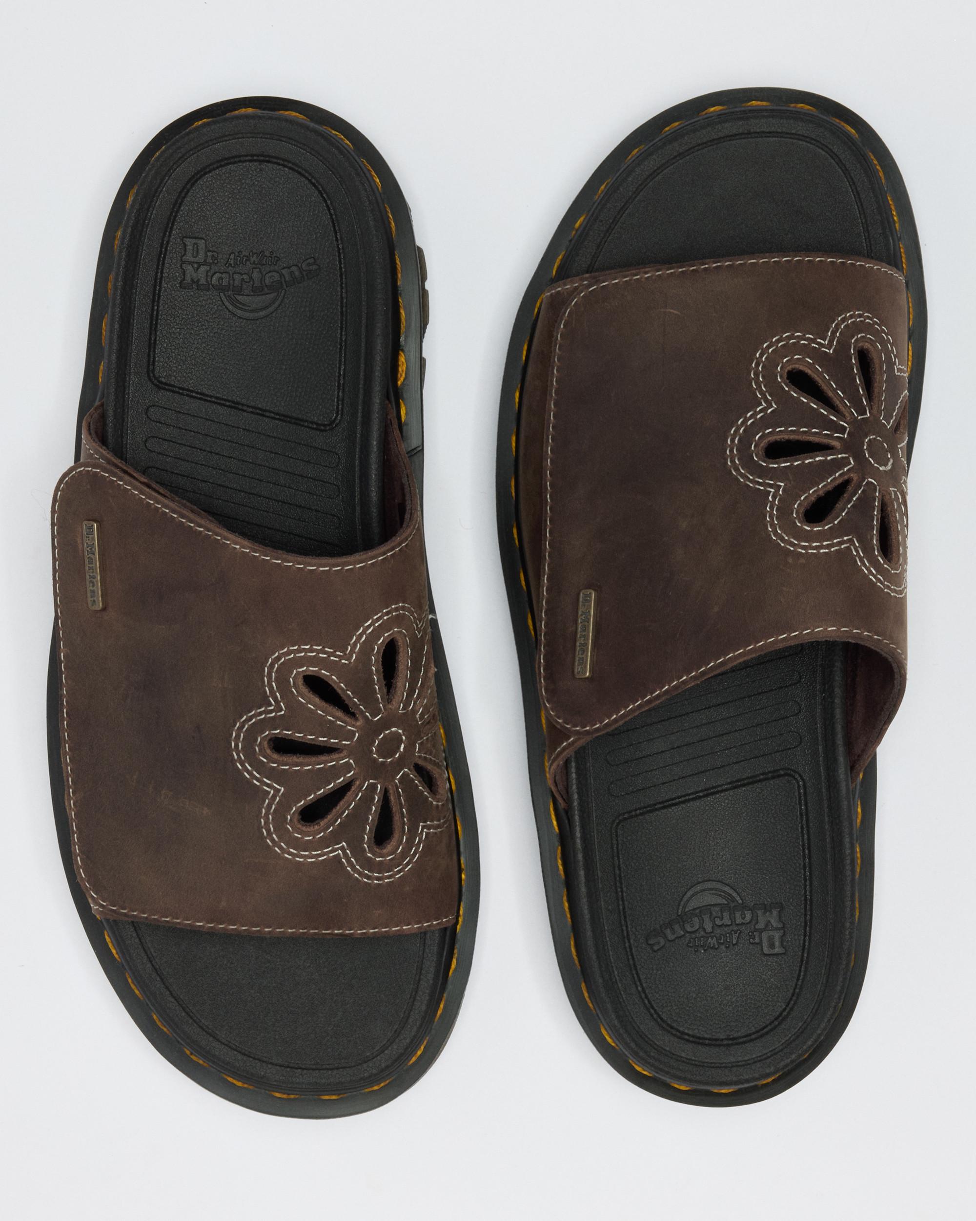 Zebzag Flower Crazy Horse Leather Slides