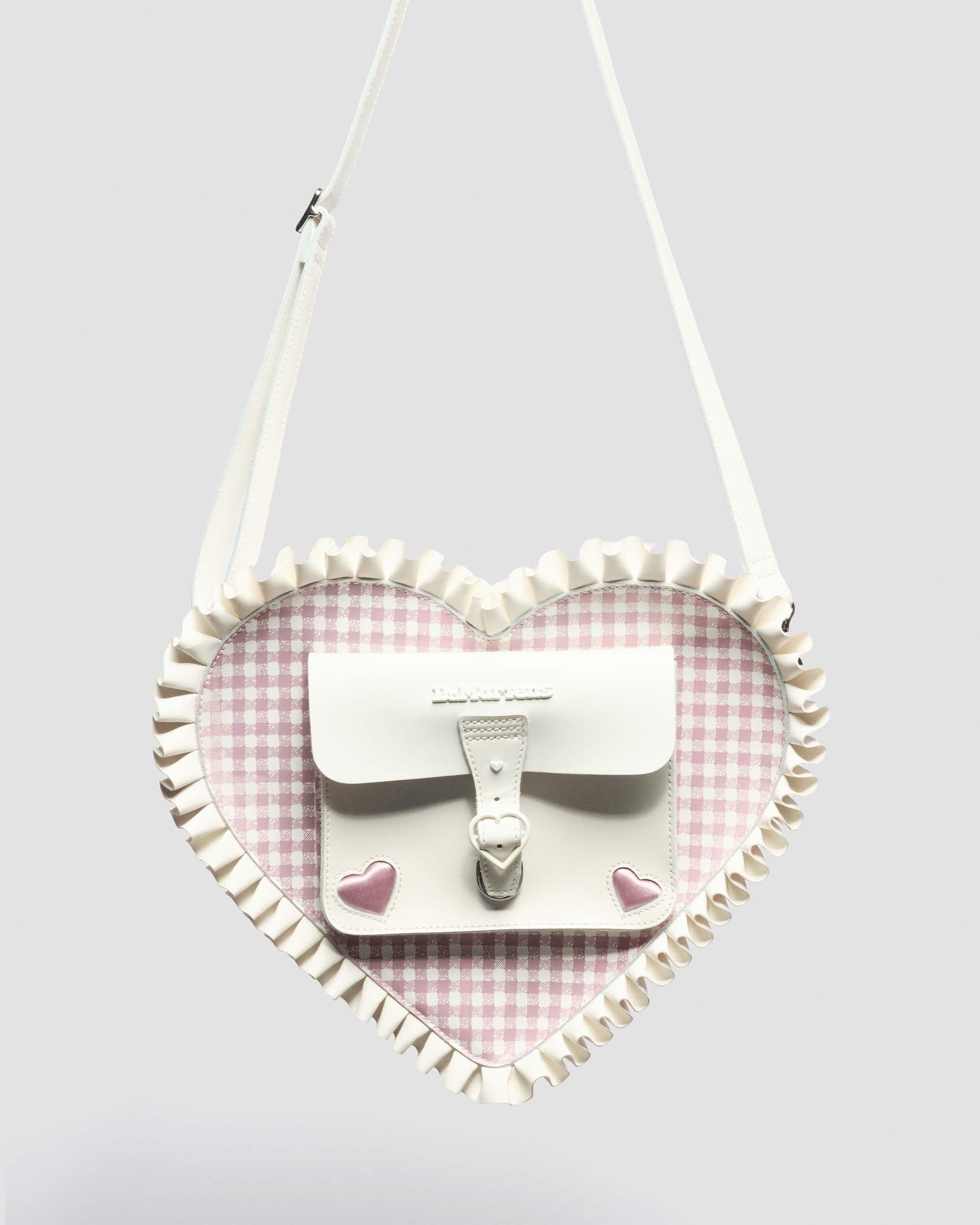 Frilled Gingham Leather Heart Backpack